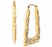 Ornately Textured Triangle Hoop Earrings in 14k Gold