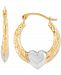 Textured Two-Tone Heart Hoop Earrings in 10k Gold