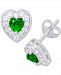 Green Quartz (3/8 ct. t. w. ) & Lab-Created White Sapphire (1/3 ct. t. w. ) Halo Heart Stud Earrings in Sterling Silver