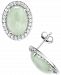 Green Jade & White Zircon (1 ct. t. w. ) Oval Stud Earrings in Sterling Silver