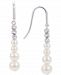 Cultured Freshwater Pearl (4-6mm) & Textured Bead Drop Earrings in Sterling Silver