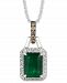 Le Vian Emerald (1-1/5 ct. t. w. ) & Diamond (1/5 ct. t. w. ) Halo Adjustable Pendant Necklace