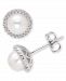 Cultured Freshwater Pearl (6 mm) Diamond Accent Earrings in Sterling Silver