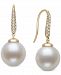 Belle de Mer Cultured Freshwater Pearl (10mm) & Diamond (1/5 ct. t. w. ) Drop Earrings in 14k Gold, Created for Macy's