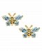 Children's Birthday Cubic Zirconia Butterfly Earrings in 14k Yellow Gold