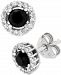 Wrapped in Love Black (1 ct. t. w. ) and White Diamond Accent Stud Earrings in 14k White Gold, Created for Macy's