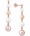 Effy Pink & White Cultured Freshwater Pearl (6-8mm) & Diamond (1/20 ct. t. w. ) Drop Earrings in 14k Rose Gold