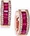 Effy Ruby (1-1/2 ct. t. w. ) and Diamond (3/8 ct. t. w. ) Earrings in 14k Rose Gold
