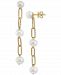 Effy Cultured Freshwater Pearl (7mm) Large Paperclip Link Drop Earrings in 18k Gold-Plated Sterling Silver