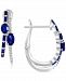 Effy Sapphire (1-3/8 ct. t. w. ) & Diamond (1/8 ct. t. w. ) Double Hoop Earrings in 14k White Gold
