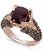 Le Vian Raspberry Rhodolite Garnet (3 ct. t. w. ), Chocolate Diamonds (1-1/5 ct. t. w. ) and White Diamond Accent Ring in 14k Rose Gold