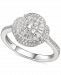 Cubic Zirconia Baguette Cluster Halo Ring in Sterling Silver