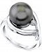 Cultured Tahitian Pearl (10mm) & Diamond Accent Ring in 10k White Gold