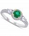 Emerald (1/2 ct. t. w. ), White Sapphire (1/3 ct. t. w. ) & Diamond (1/8 ct. t. w. ) Halo Ring in 14k Gold & White Gold