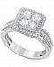 Diamond Square Halo Cluster Engagement Ring (1-1/2 ct. t. w. ) in 14k White Gold