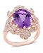 Amethyst (4 ct. t. w. ) and Diamond (1/4 ct. t. w. ) Floral Vintage Cocktail Ring in 14k Rose Gold