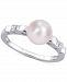 Cultured Freshwater Pearl (7mm) & Lab-Created White Sapphire Accent Ring in Sterling Silver