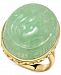 Dyed Jade Carved Dragon Cabochon Ring in 14K Yellow Gold-Plated Sterling Silver