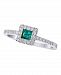 Emerald (1/5 ct. t. w. ) & Diamond (1/5 ct. t. w. ) Square Halo Ring in 14k White Gold