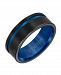 Triton 8MM Black & Blue Tungsten Carbide Ring with Asymmetrical Channel