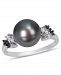 Tahitian Cultured Pearl (9-9.5mm) and Black White Diamond (1/8 ct. t. w. ) Ring in 10k White Gold