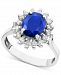 Royalty Inspired by Effy Sapphire (1-9/10 ct. t. w. ) and Diamond (3/8 ct. t. w. ) Oval Ring in 14k White or Yellow Gold