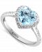 Effy Aquamarine (1-1/2 ct. t. w. ) & Diamond (1/5 ct. t. w. ) Heart Ring in 14k White Gold