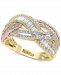 Effy Diamond Tricolor Crossover Statement Ring (7/8 ct. t. w. ) in 14k Gold, Rose Gold, & White Gold