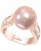 Pink Cultured Freshwater Pearl (12mm) & Diamond (1/8 ct. t. w. ) in 14k Rose Gold