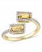 Baguette Cut Citrine (3/4 ct. t. w. ) and Diamond (1/4 ct. t. w. ) Open Ring in 14k Yellow Gold