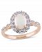 Opal (7/8 ct. t. w. ), White Topaz (5/8 ct. t. w. ) and Diamond Accent Vintage Halo Ring in 14k Rose Gold