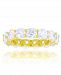 White Cubic Zirconia Eternity Band in 14k Yellow Gold Plated Sterling Silver