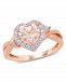Morganite (1-1/10 ct. t. w. ) Created White Sapphire (1/3 ct. t. w. ) and Diamond Accent Heart Ring in 18k Rose Gold Over Silver
