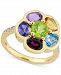 Multi-Gemstone (3-3/8 ct. t. w. ) & Diamond (1/20 ct. t. w. ) Ring in Gold-Plated Sterling Silver