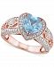 Blue Topaz (2 ct. t. w. ) & Diamond (1/10 ct. t. w. ) Heart Ring in 18k Rose Gold-Plated Sterling Silver