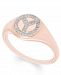 Diamond (1/10 ct. t. w. ) Peace Sign Ring in 14k Yellow or Rose Gold
