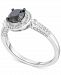 Black Diamond (7/8 ct. t. w. ) & White Diamond (1/6 ct. t. w. ) Halo 18" Ring in Sterling Silver