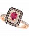Le Vian Passion Ruby (1/2 ct. t. w. ) & Diamond (5/8 ct. t. w. ) Halo Statement Ring in 14k Rose Gold