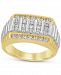 Men's Diamond Multirow Ribbed Finish Ring (1 ct. t. w. ) in 10k Two-Tone Gold