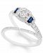 Certified Diamond (1 ct. t. w. ) and Sapphire Bridal Set in 14k White Gold