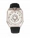 Reign Asher Automatic Genuine Silver Dial, Black Leather Watch 47mm
