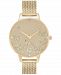 Olivia Burton Women's Sparkle Butterfly Gold-Tone Mesh Bracelet Watch 34mm