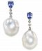 Tanzanite (1-3/8 ct. t. w. ), White Cultured Baroque Freshwater Pearl (13mm) & Diamond Accent Drop Earrings in 14k White Gold