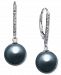 Cultured Tahitian Pearl (9mm) and Diamond (1/10 ct. t. w. ) Drop Earrings in 14k White Gold