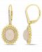 Opal (4 ct. t. w. ) and Diamond (1/4 ct. t. w. ) Halo Earrings in 14k Yellow Gold