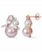 Freshwater Cultured Pearl (5.5-8.5mm), White Topaz (1 1/8 ct. t. w) and Diamond (1/3 ct. t. w. ) Swan Earrings in 10k Rose Gold