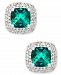 Lab-Created Emerald (1-1/3 ct. t. w. ) and White Sapphire (1/3 ct. t. w. ) Square Stud Earrings in Sterling Silver