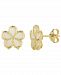 Mother-of-Pearl Flower Stud Earrings in 14k Gold