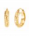 Polished and Diamond Cut Tube Hoop Earrings in 14K Yellow Gold