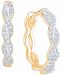Diamond Twist Small Huggie Hoop Earrings (1/8 ct. t. w. ) in Sterling Silver or 14k Gold-Plated Sterling Silver